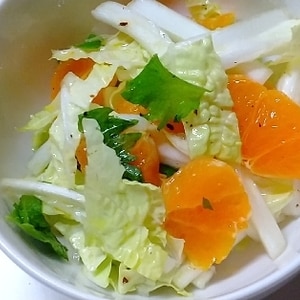 白菜とわさび菜☆みかんサラダ